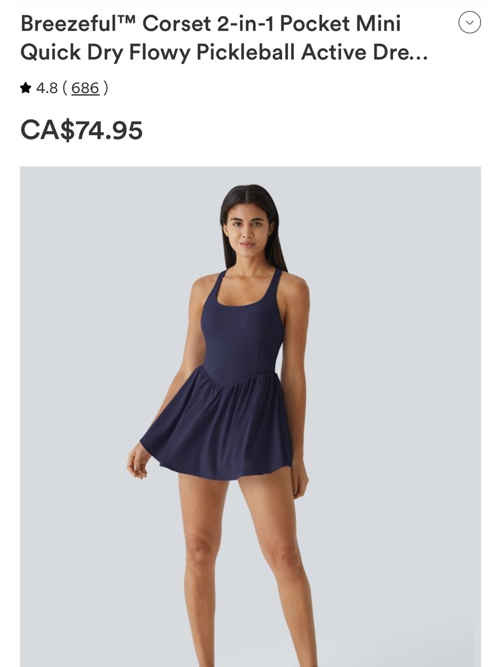 223. Halara Breezeful Navy Pickleball Active Mini Dress